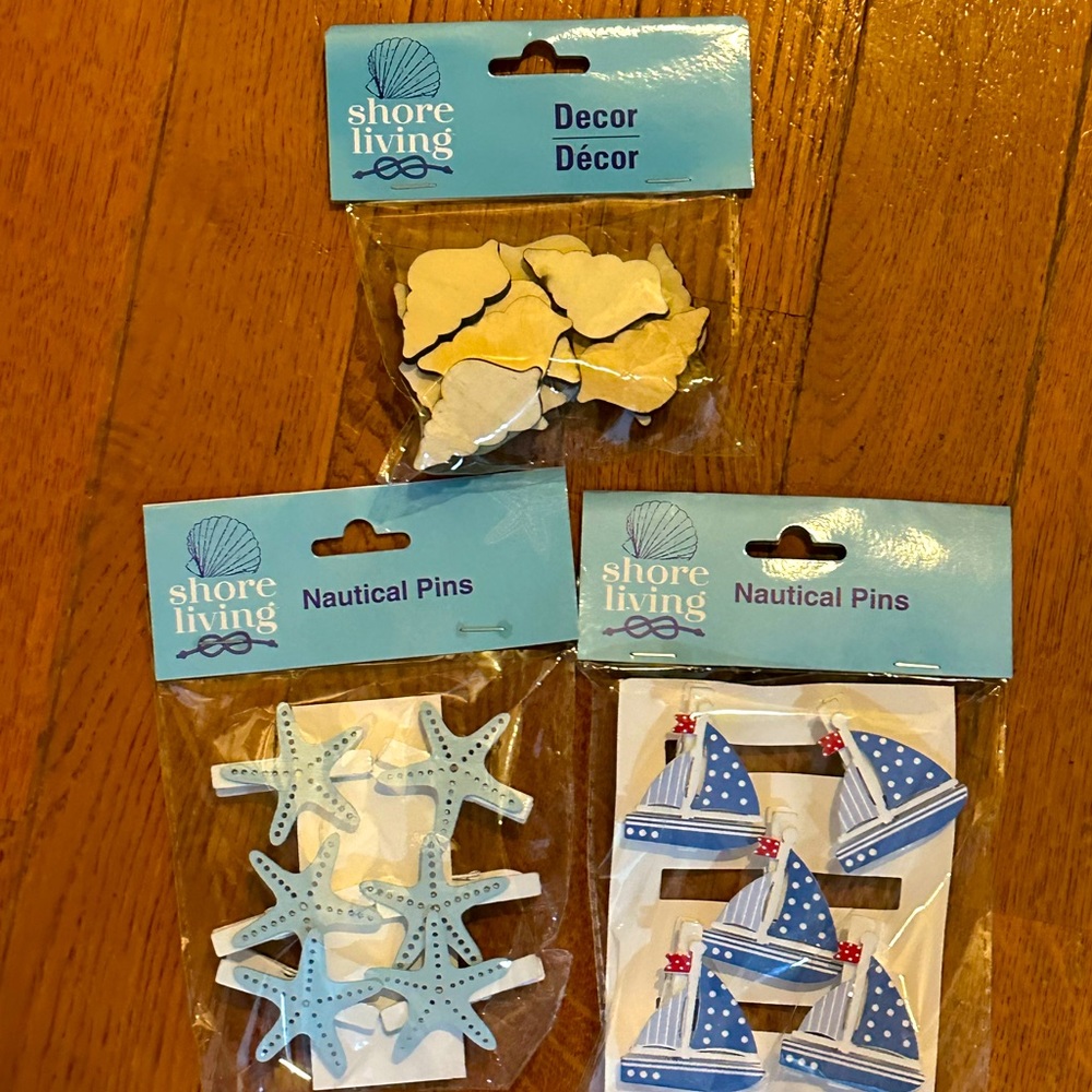 Shore Living 3 Pack Nautical Coastal Clip On Pin Decor NWT